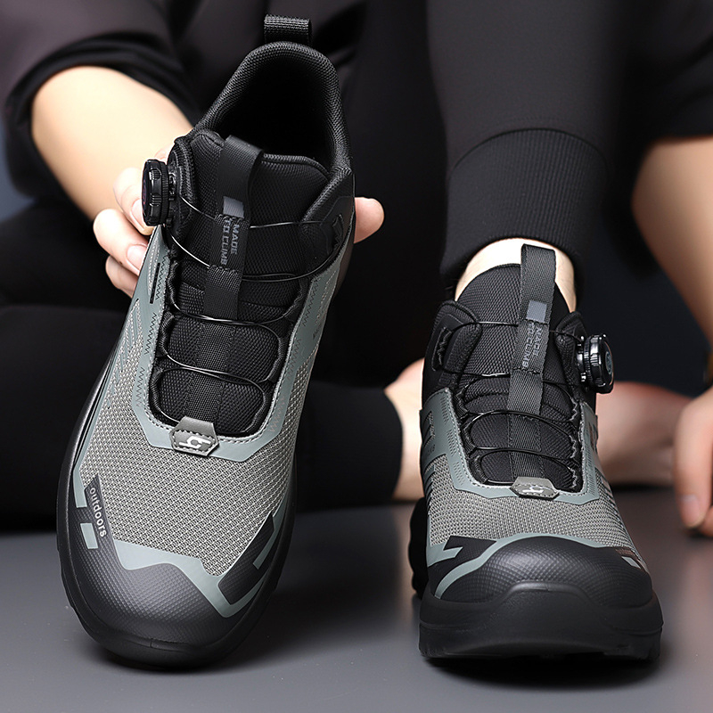 Ανδρικά ψηλά ορειβατικά παπούτσια με άνω μέρος από δίχτυ και εκτύπωση καουτσούκ, σόλα πολυουρεθάνης, κλείσιμο με περιστρεφόμενη αγκράφα