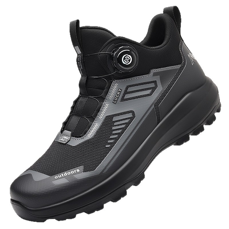 Ανδρικά ψηλά ορειβατικά παπούτσια με άνω μέρος από δίχτυ και εκτύπωση καουτσούκ, σόλα πολυουρεθάνης, κλείσιμο με περιστρεφόμενη αγκράφα