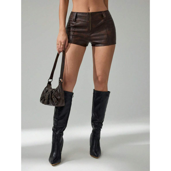 Γυναικείοι σορτς από βαμβάκι με CVC, μήκος εννιά δεκάτων, άνετη γραμμή, ήπια ελαστικότητα