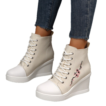 Kanvas augstās kurpes sievietēm ar šņorēm