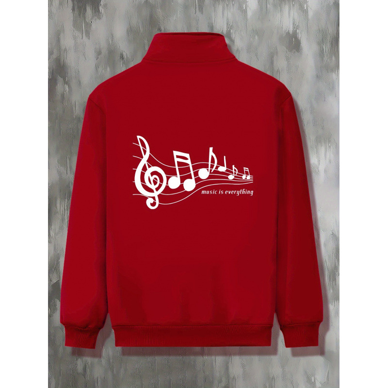 Vīriešu jaka Notes Print, koledžas stilā, Slim Fit, rāvējslēdzējs, bieza auduma, neliela elastība