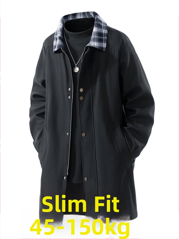 Jachetă de bărbați, lungime medie, patchwork în carouri, guler rabat, fermoar frontal, buzunare laterale