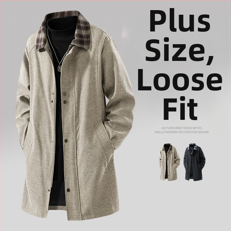 Jachetă de bărbați, lungime medie, patchwork în carouri, guler rabat, fermoar frontal, buzunare laterale