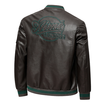 Jachetă din piele sintetică pentru bărbați, cu glugă, guler înalt, stil subțire, toamnă 2025