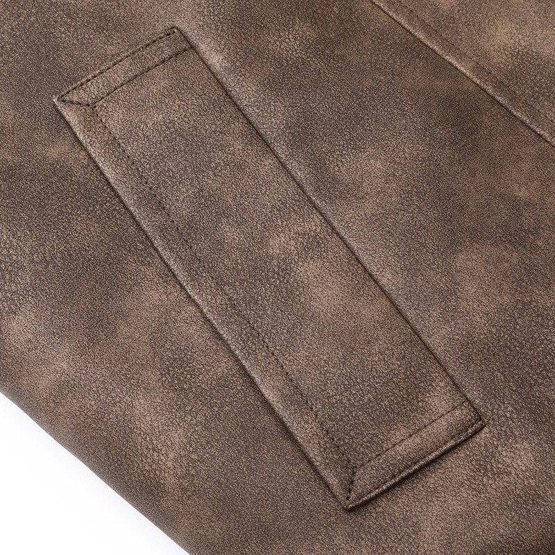 Pánska PU kožená bunda s kapucňou, tenký strih, outdoor štýl, dlhé rukávy