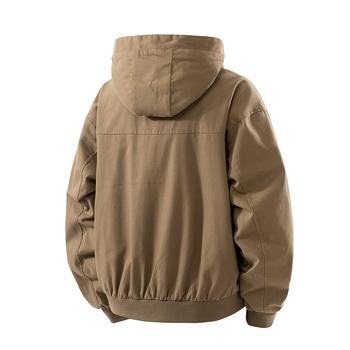 Muška jakna s reverom, kapuljačom, zatvaračem, slobodan kroj, jacquard uzorak, 100% poliester izvana i iznutra