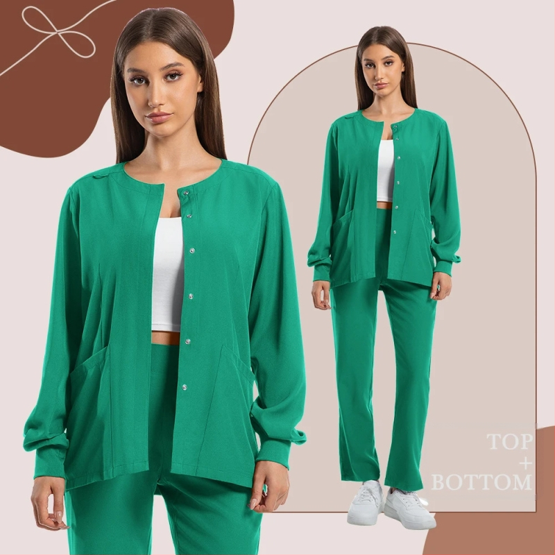 Medicínska súprava unifóriem, V-krk, krátke rukávy, dlhé nohavice, materiál odvádzajúci vlhkosť, polyester-spandex