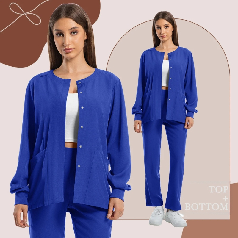 Medicínska súprava unifóriem, V-krk, krátke rukávy, dlhé nohavice, materiál odvádzajúci vlhkosť, polyester-spandex