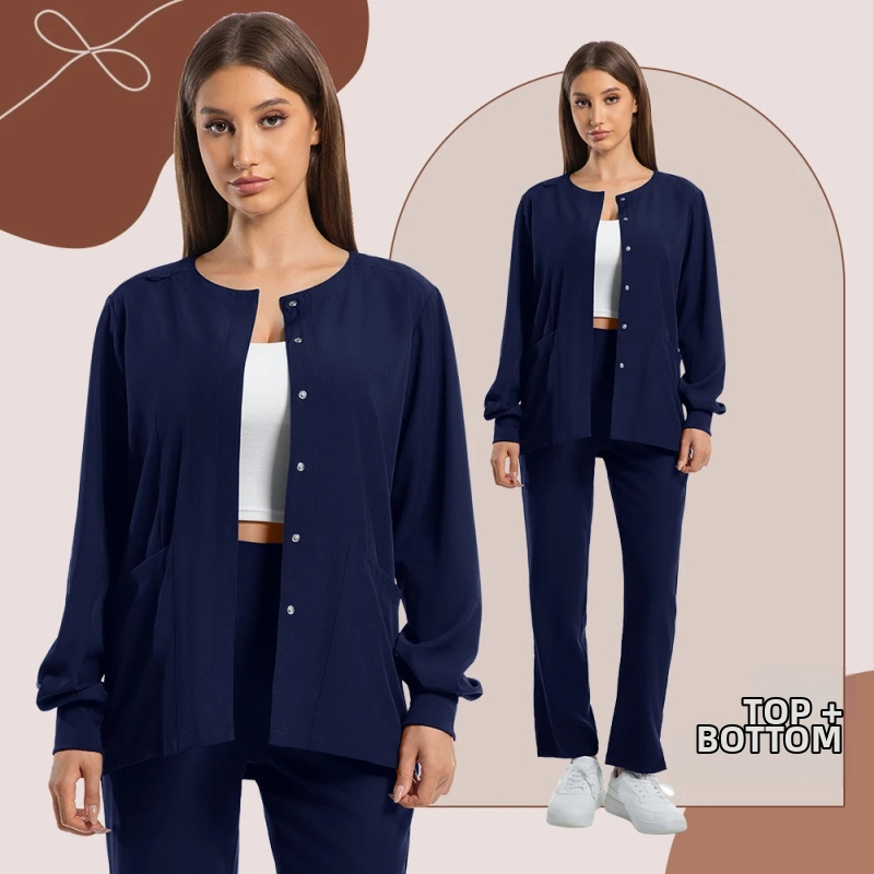 Medicínska súprava unifóriem, V-krk, krátke rukávy, dlhé nohavice, materiál odvádzajúci vlhkosť, polyester-spandex