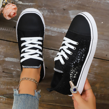 Γυναικεία Αθλητικά Παπούτσια - PU Άνω, Δίκτυο Εσωτερικό, Καουτσούκ Σόλα, Στρογγυλή Μύτη, Κορδόνια Μπροστά