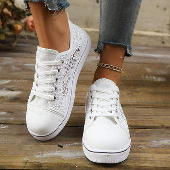 Γυναικεία Αθλητικά Παπούτσια - PU Άνω, Δίκτυο Εσωτερικό, Καουτσούκ Σόλα, Στρογγυλή Μύτη, Κορδόνια Μπροστά