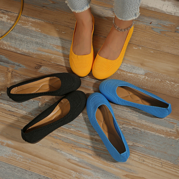 Ženske cipele za vožnju, u korejskom stilu, Fly Knit gornji dio, Slip-On, okrugli vrh, PVC potplat