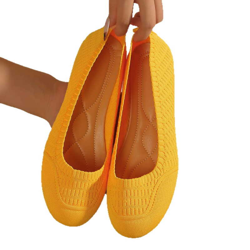 Ženske cipele za vožnju, u korejskom stilu, Fly Knit gornji dio, Slip-On, okrugli vrh, PVC potplat