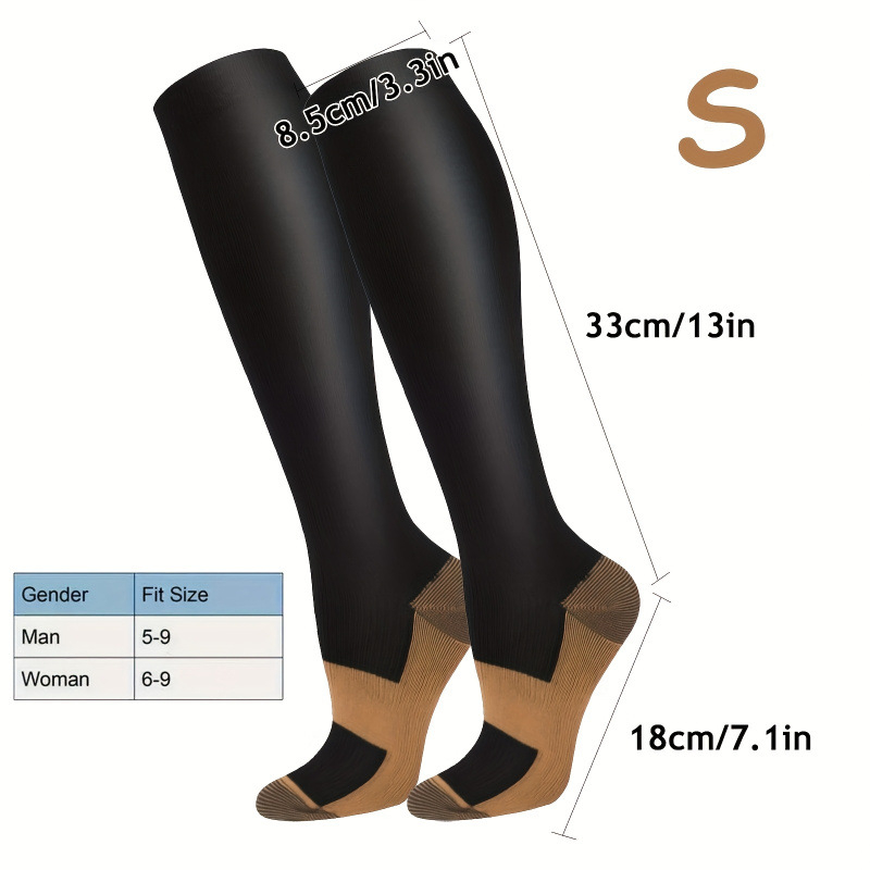 Συμπιεστικές κάλτσες γόνατος με ιόντα χαλκού — σχέδιο επτά σε ένα για αθλητικά και εξωτερικούς χώρους