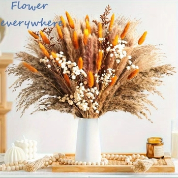Μπουκέτο αποξηραμένων Pampas λουλουδιών με χόρτο ουράς λαγού — Υλικό: Αποξηραμένα λουλούδια; Κωδικός προϊόντος: pampas041; Διαφορετικότητα: 28799022379; Μάρκα: Yunnan Huiyun Flowers