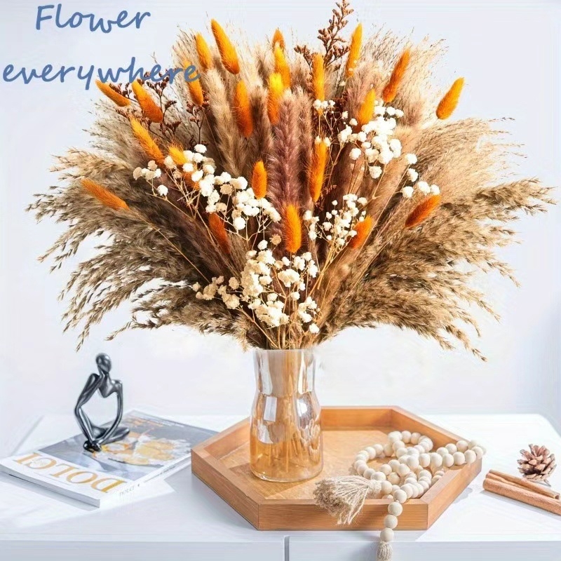 Μπουκέτο αποξηραμένων Pampas λουλουδιών με χόρτο ουράς λαγού — Υλικό: Αποξηραμένα λουλούδια; Κωδικός προϊόντος: pampas041; Διαφορετικότητα: 28799022379; Μάρκα: Yunnan Huiyun Flowers