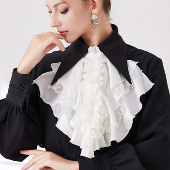 Κολάρο jabot από chiffon, επένδυση πολυεστέρα, ευρωπαϊκό ρετρό στυλ, πλάτος 50 cm, αξεσουάρ cosplay