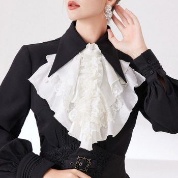 Κολάρο jabot από chiffon, επένδυση πολυεστέρα, ευρωπαϊκό ρετρό στυλ, πλάτος 50 cm, αξεσουάρ cosplay