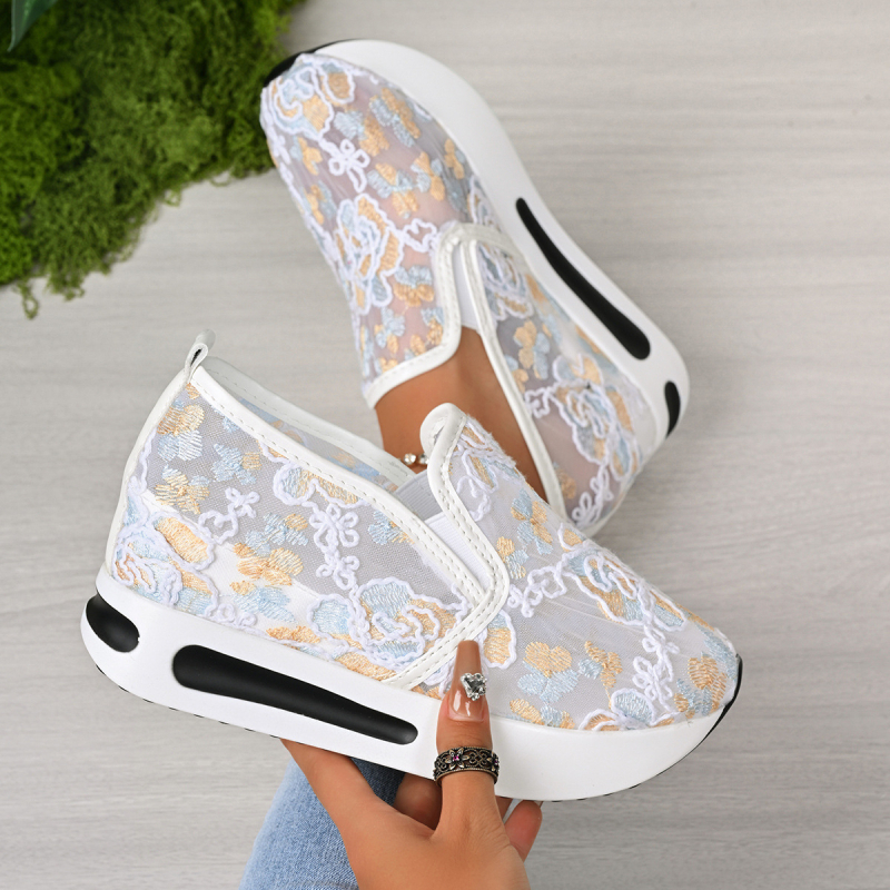 Pantofi cu platformă pentru femei, vârf în formă de gură de pește, partea superioară din plasă, piele microfibră, platformă de 6–8 cm