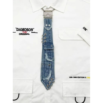 Унисекс вратовръзка с цвете за яка и детайл от пънк верига (Материал: Друг; Форма: Друг; Категория: Вратовръзка; Стил: Унисекс)