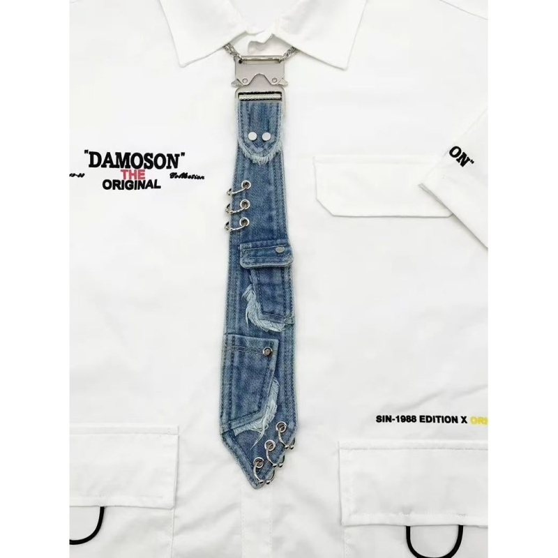 Унисекс вратовръзка с цвете за яка и детайл от пънк верига (Материал: Друг; Форма: Друг; Категория: Вратовръзка; Стил: Унисекс)