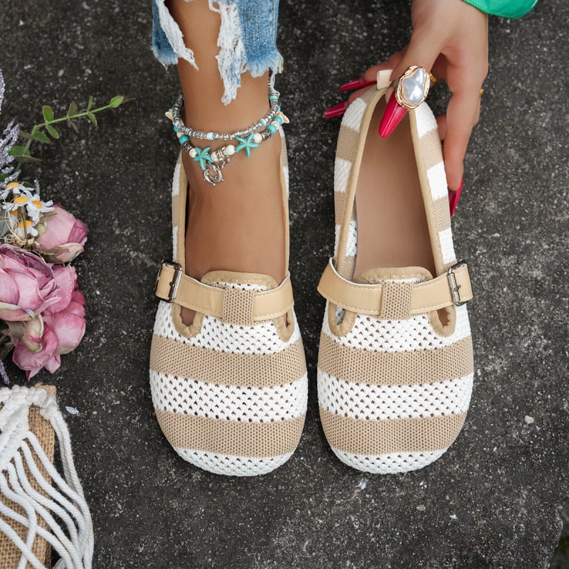 Pantofi casual femei – vârf rotund, exterior textil respirabil, talpă plată din cauciuc, slip-on, înălțime joasă