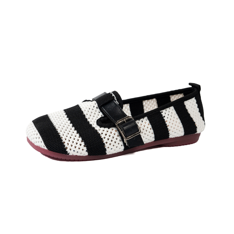 Pantofi casual femei – vârf rotund, exterior textil respirabil, talpă plată din cauciuc, slip-on, înălțime joasă