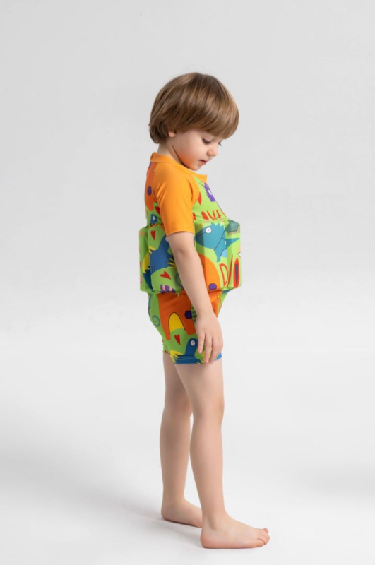 Costum de baie băieți, o piesă, cu flotabilitate, țesătură poliester, 85% poliester, marca Solid Color Sea