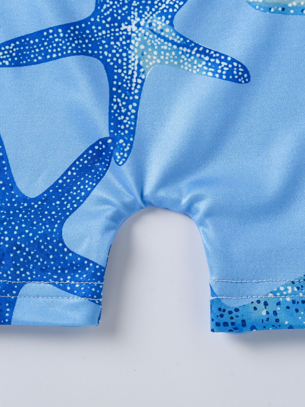 Παιδικό πλεκτό σετ δύο τεμαχίων με στρογγυλή λαιμόκοψη και εκτύπωση με αστερία και ωκεανό; μακριά μανίκια; μακριά παντελόνια; πουλόβερ