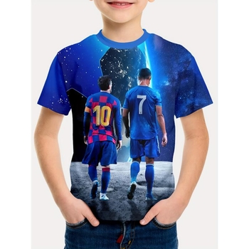 Σετ ποδοσφαίρου για αγόρια, κοντό μανίκι, νούμερα 7 και 10, 4 τεμάχια, μοτίβο σε ναυτικό στυλ, ύφασμα μνήμης