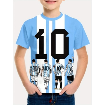 Σετ ποδοσφαίρου για αγόρια, κοντό μανίκι, νούμερα 7 και 10, 4 τεμάχια, μοτίβο σε ναυτικό στυλ, ύφασμα μνήμης