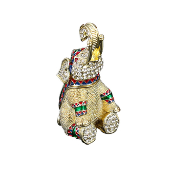 Κουτί κοσμημάτων με κεφαλή ελέφαντα σε 3D με διαμάντι – Μέταλλο, Λιτό πολυτελείας, Μοντέλο FLC096, Κίνα