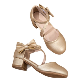 Κοριτσίστικα σανδάλια με φιογκάκι, με ψηλό τακούνι, από συνθετικό δέρμα, σόλα από καουτσούκ, κλείσιμο με Velcro, φωτιζόμενα (Άνοιξη 2025)