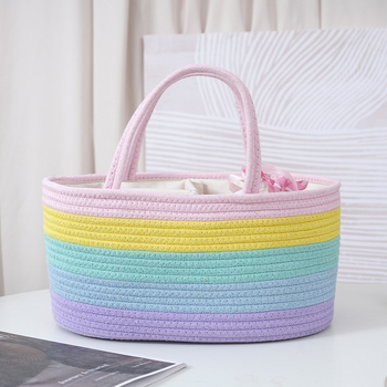 Skladišna košara za bebe s pregradama, pletena od pamukovog konca; model Cotton Rope Baby Basket-01; moderni minimalistički stil; izlazak na tržište proljeće 2025.