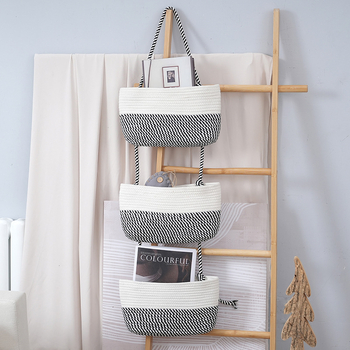 Skladišna košara za bebe s pregradama, pletena od pamukovog konca; model Cotton Rope Baby Basket-01; moderni minimalistički stil; izlazak na tržište proljeće 2025.