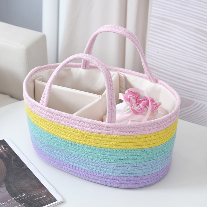 Skladišna košara za bebe s pregradama, pletena od pamukovog konca; model Cotton Rope Baby Basket-01; moderni minimalistički stil; izlazak na tržište proljeće 2025.