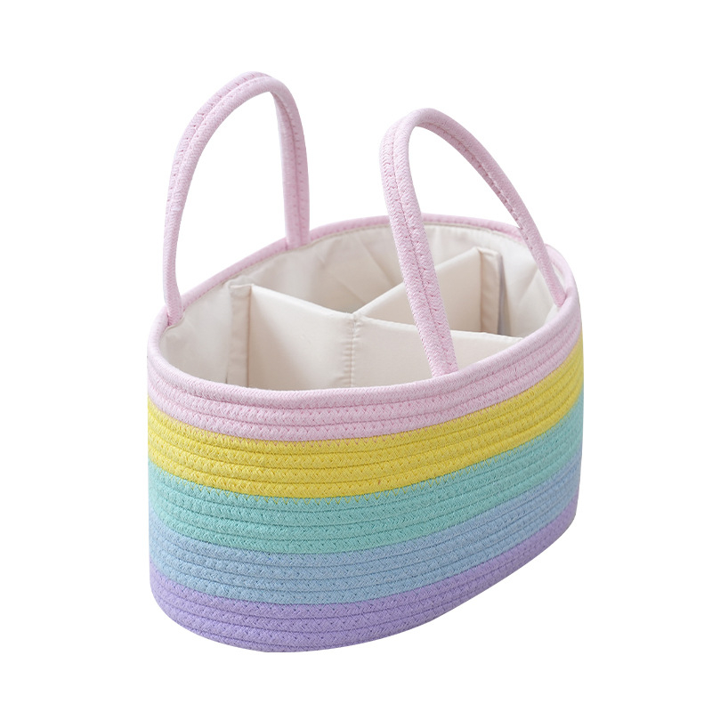 Skladišna košara za bebe s pregradama, pletena od pamukovog konca; model Cotton Rope Baby Basket-01; moderni minimalistički stil; izlazak na tržište proljeće 2025.