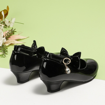 Detské šľapky princeznovského štýlu s nízkym podpätkom, zapínanie na suchý zips, PU vrchná časť, gumová podrážka