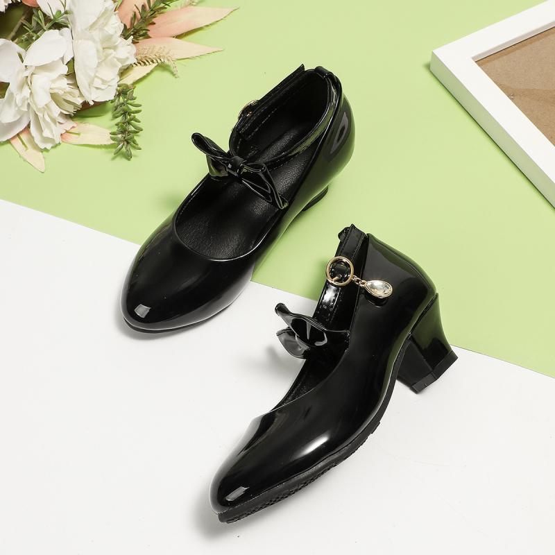 Detské šľapky princeznovského štýlu s nízkym podpätkom, zapínanie na suchý zips, PU vrchná časť, gumová podrážka