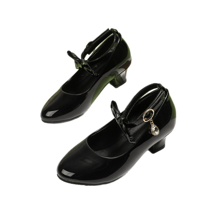 Detské šľapky princeznovského štýlu s nízkym podpätkom, zapínanie na suchý zips, PU vrchná časť, gumová podrážka