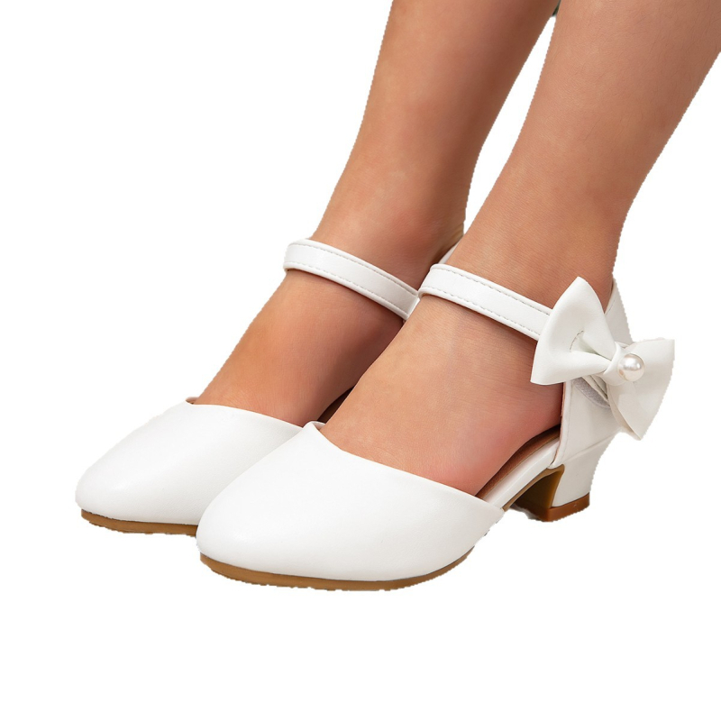 Pantofi de prințesă pentru copii, din piele artificială, talpă din plastic, închidere Velcro, cu talpă joasă, creștere în înălime și respirabilitate