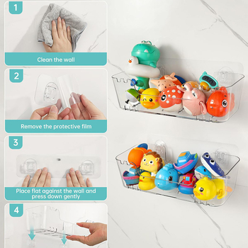 Πλαστικό καλάθι αποθήκευσης παιχνιδιών μπάνιου με οπή αποστράγγισης, διαφανής σχεδίαση, μοντέρνο μινιμαλιστικό στυλ, κυκλοφορία 2025