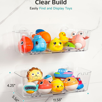 Πλαστικό καλάθι αποθήκευσης παιχνιδιών μπάνιου με οπή αποστράγγισης, διαφανής σχεδίαση, μοντέρνο μινιμαλιστικό στυλ, κυκλοφορία 2025