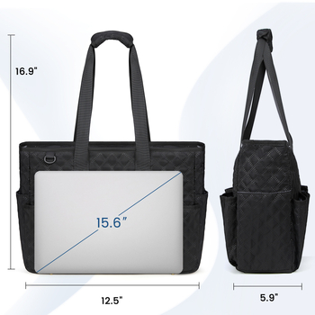 Учителска чанта с ромбично квилване, голям капацитет, полиестер, подплата полиестер–памук, цип за отваряне