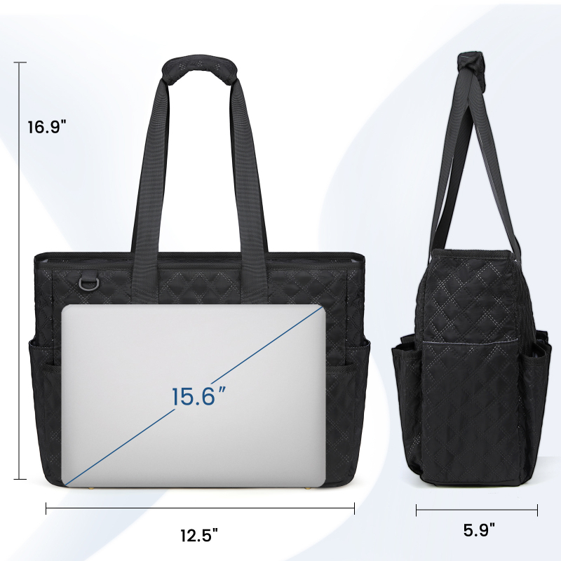 Torba za učiteljicu s dijamantnim kvilom, velika kapaciteta, materijal poliester, unutarnji džepovi, zatvaranje na zip