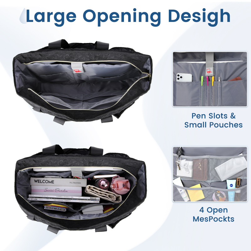 Torba za učiteljicu s dijamantnim kvilom, velika kapaciteta, materijal poliester, unutarnji džepovi, zatvaranje na zip