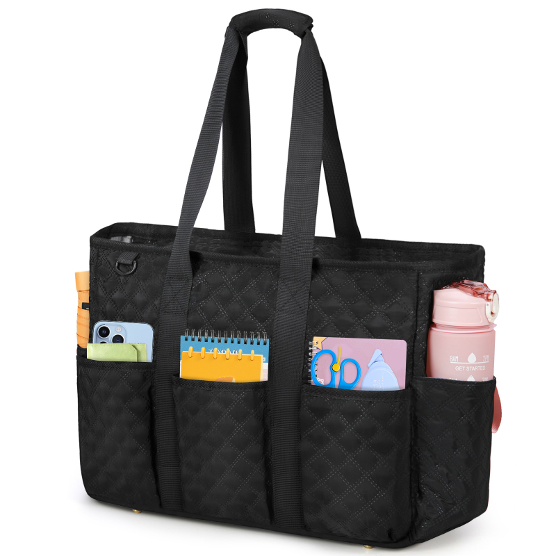 Torba za učiteljicu s dijamantnim kvilom, velika kapaciteta, materijal poliester, unutarnji džepovi, zatvaranje na zip