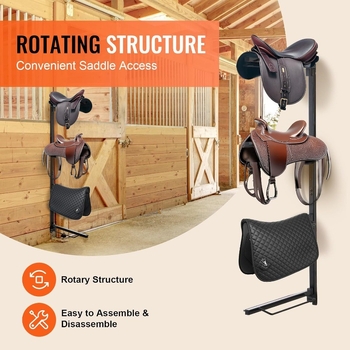 Μεταλλικό ράφι τοίχου για εξοπλισμό ιππασίας, με 4 επίπεδα αποθήκευσης εργαλείων περιποίησης αλόγου