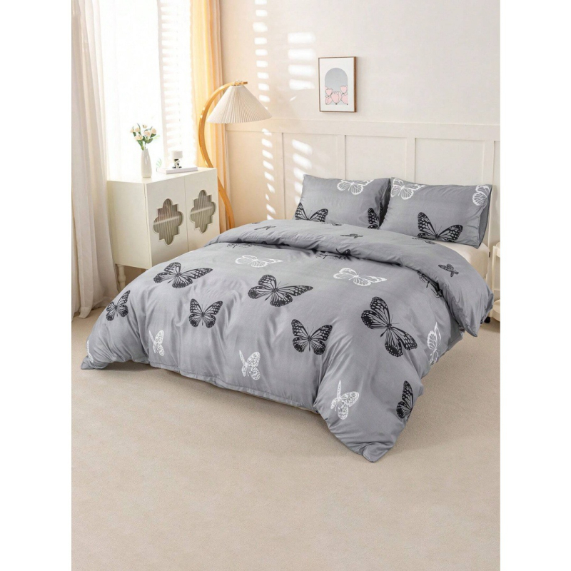 Triju daļu gultasveļas komplekts, ķīmiskas šķiedras, digitālā apdruka, mūsdienīgs minimālists stils, svars 90