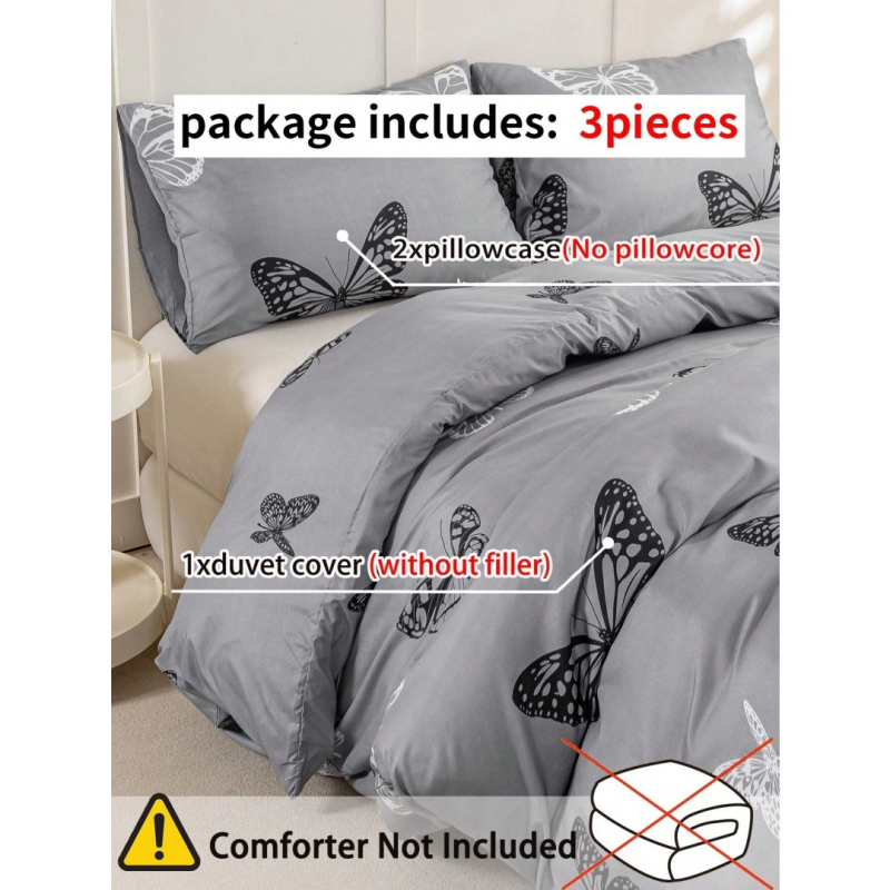 Triju daļu gultasveļas komplekts, ķīmiskas šķiedras, digitālā apdruka, mūsdienīgs minimālists stils, svars 90